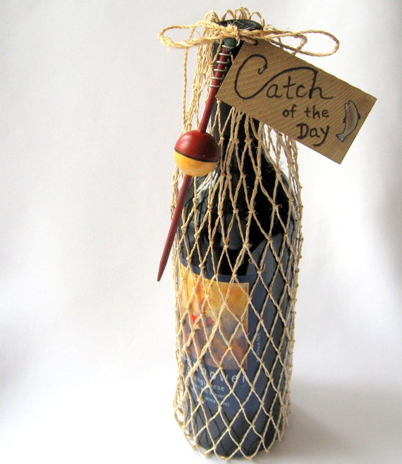 Fishing Net Wine or Gift  Bag - Catch of the Day with Round Bobber