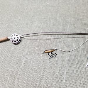 Fishing Pole Decor Brown Pole and Reel Bobber and Lure 