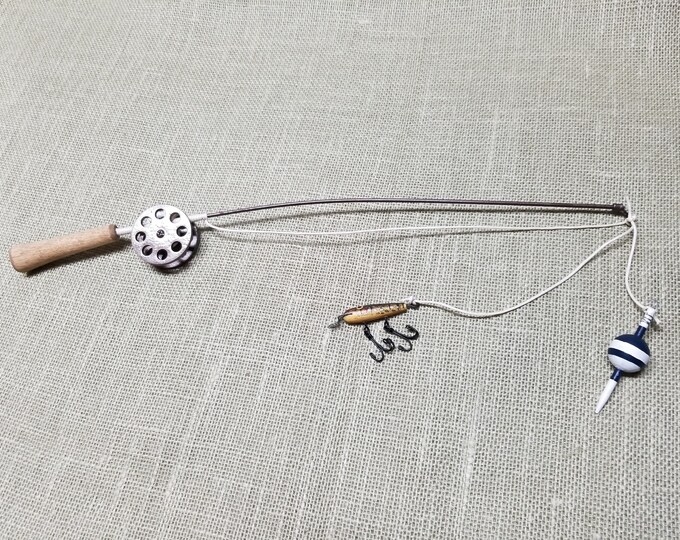 Fishing Pole Decor Brown Pole and Reel Bobber and Lure Etsy