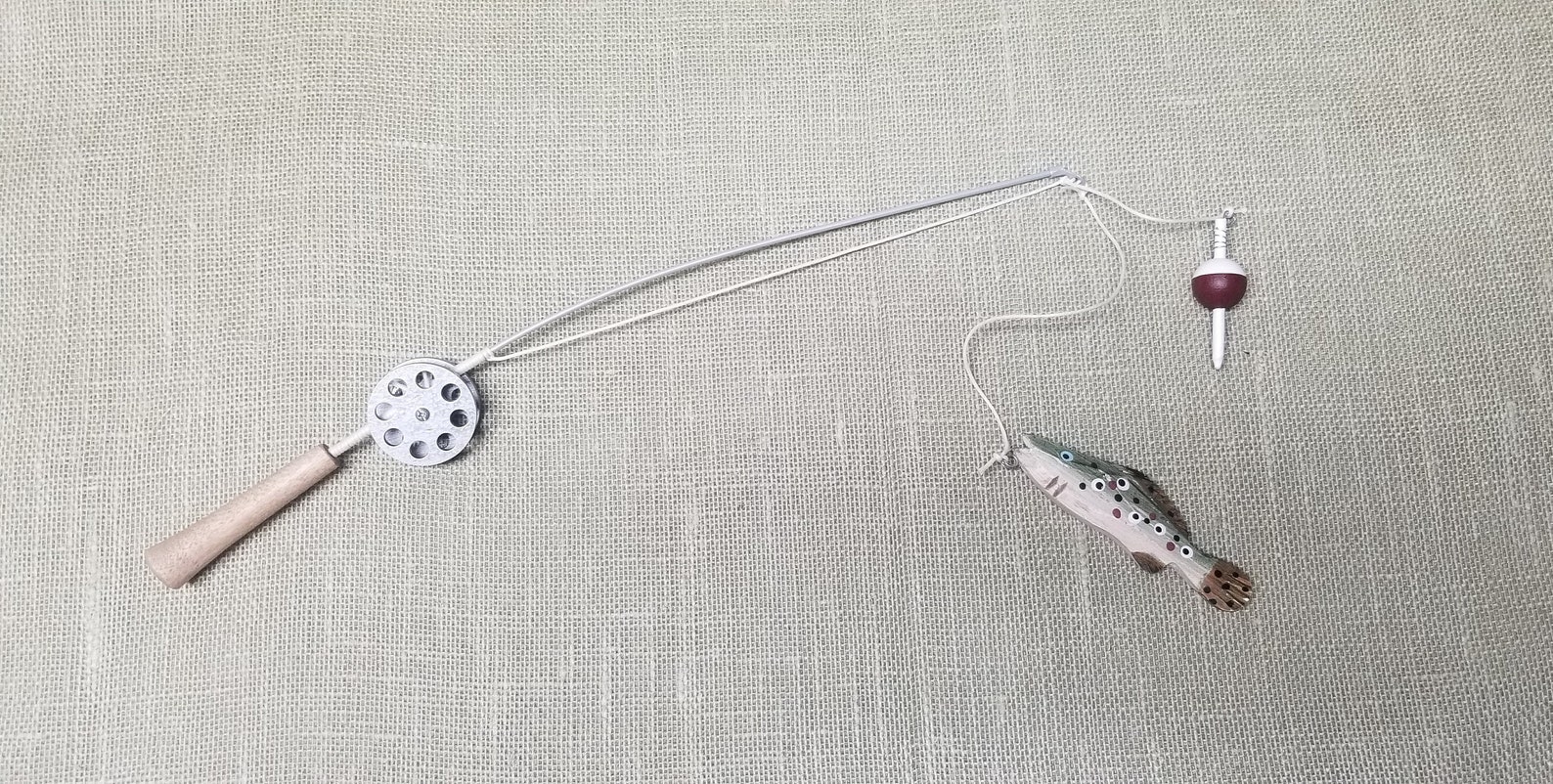Fishing Pole Decor Silver Pole and Reel Bobber and Fish Etsy