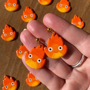 Calcifer dangle earrings