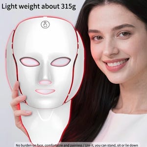 7 farbige LED-Gesichts- und Halsmaske | Anti-Aging, Aknebehandlung, Hautverjüngung Home Spa Bild 8
