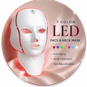 7 farbige LED-Gesichts- und Halsmaske | Anti-Aging, Aknebehandlung, Hautverjüngung Home Spa