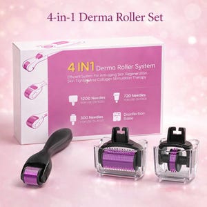 Kit de rodillo dérmico 4 en 1 / Herramienta de microagujas / Herramienta para el cuidado de la piel / Estimulante de colágeno / Rodillo facial y corporal
