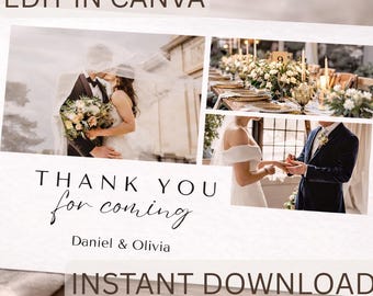 Minimalist Wedding Thank You Card | Digital Template | Printable Design ...