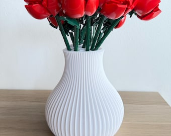 Jarrón ideal para flores botánicas Lego con soporte de tallo 3D