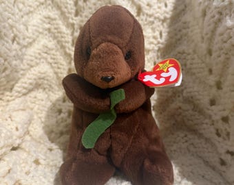Vintage Ty Beanie Baby – Seaweed, 19 mars 1996 – Utmärkt skick – Etikettfel – Perfekt för reptilinhägnad