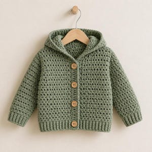 Hooded Baby Cardigan Crochet Pattern | Newborn to 5 Years | Instant Download