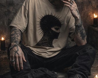 Apocalyptic Streetwear T-Shirt – Dark Gothic Biblical Tee, Minimalist Oversized Shirt