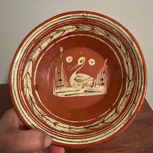 Vintage mexikansk Tlaquepaque keramikskål handgjord handmålad Mexiko
