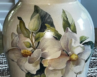 Vaso de flores de magnólia de 24 cm de altura com tampa, da Home and Garden Party, EUA, 1999.