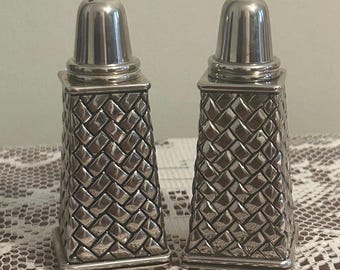 Vintage Godinger Versilbert Korbgeflecht Salz Pfeffer Streuer, Tisch Dekor