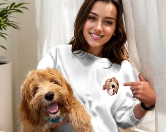 Nom de portrait d'animal de compagnie brodé personnalisé, chemise de couple personnalisée, t-shirt de broderie photo chat chien, chemise en coton cadeau bricolage