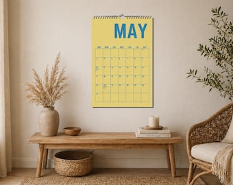 Vintage 2026-2027 Wall Calendar, Retro Year Planner Large Writing Space, Colorful Monthly Organizer, Home Office Decor, Family Gift