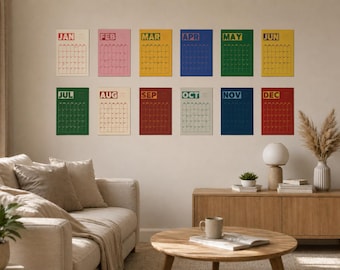 2026 Retro Wall Calendar, Large Monthly Planner, Mid Century Modern 70s Aesthetic, Family Organizer, Home Office Decor Gift