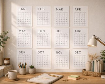 2026 Wall Calendar Minimalist Monthly Planner, Modern Color Block Calendar, Grid for Writing, Home Office Organizer, Monday or Sunday Start