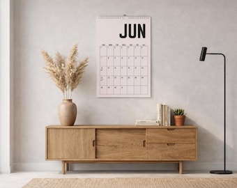 Vintage 2026,2027 Wall Calendar Black, Colorful Retro Monthly Planner, Large Writing Space Hanging Calendar, Minimalist Home Office Decor