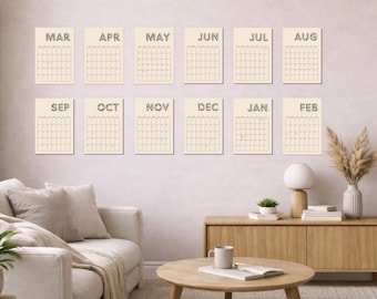 2026-2027 Wall Calendar, Retro Color Block Monthly Planner, Large Writing Space, Choose Start Month, Minimalist Home Office Decor