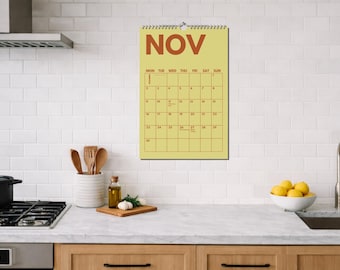 2026-2027 Retro Color Block Year Calendar, Large Wall Planner Monthly Organizer, Big Writing Space, Family Schedule Chart