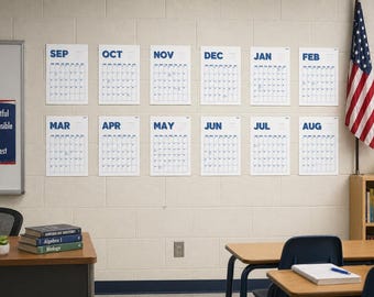 2026-2027 Academic Wall Calendar Bright Color, September Start Planner, Large Monthly Calendar, Big Writing Space, Home Family Organizer