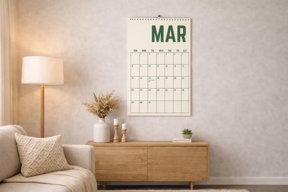 Vintage 2026, 2027 Wall Calendar, Colorful Retro Monthly Planner, Large Writing Space Hanging Calendar, Minimalist Home Office Decor Gift
