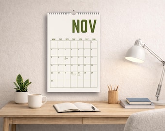 2026, 2027  Retro Wall Calendar Colorful, Monthly Planner Large, Writing Space Hanging, Calendar Minimalist , Home Office Decor Gift