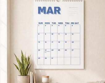 2026-2027 Minimalist Wall Calendar, Large Monthly Planner, Retro Color Block Calendar, Big Writing Space, Family Organizer, Hanging Gift