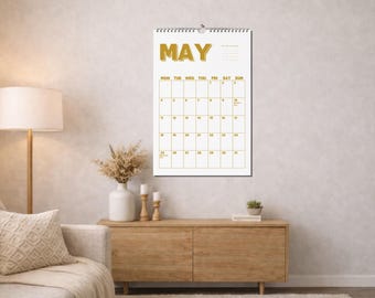 2026-2027 Bright Color Year Calendar, Large Monthly Wall Planner, Vertical Organizer, Big Writing Space, Family Schedule Chart