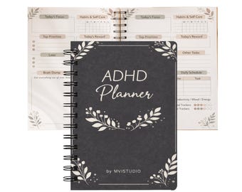 ADHD Daily Planner black A5 Spiral Productivity Planner for Neurodivergent Adults Focus Organizer To Do List Brain Dump Minimalist Layout