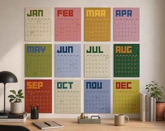 2026 Minimal Wall Calendar–Modern Monthly Planner with Large Writing Grid, A4 & Letter Size, Retro Home Office Decor, Family Organizer Gift