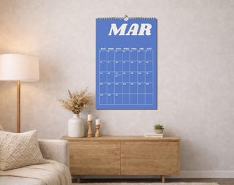 2026 Retro Wall Calendar Large Minimalist Planner, Vintage Monthly Organizer, Mid Century Modern Home Office Decor, Aesthetic Gift