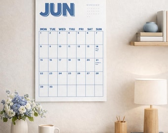 2026, 2027 Bright Color Wall Calendar, Minimalist Monthly Planner, Modern Vertical Hanging Calendar, 12 Month Organizer, Printable Gift