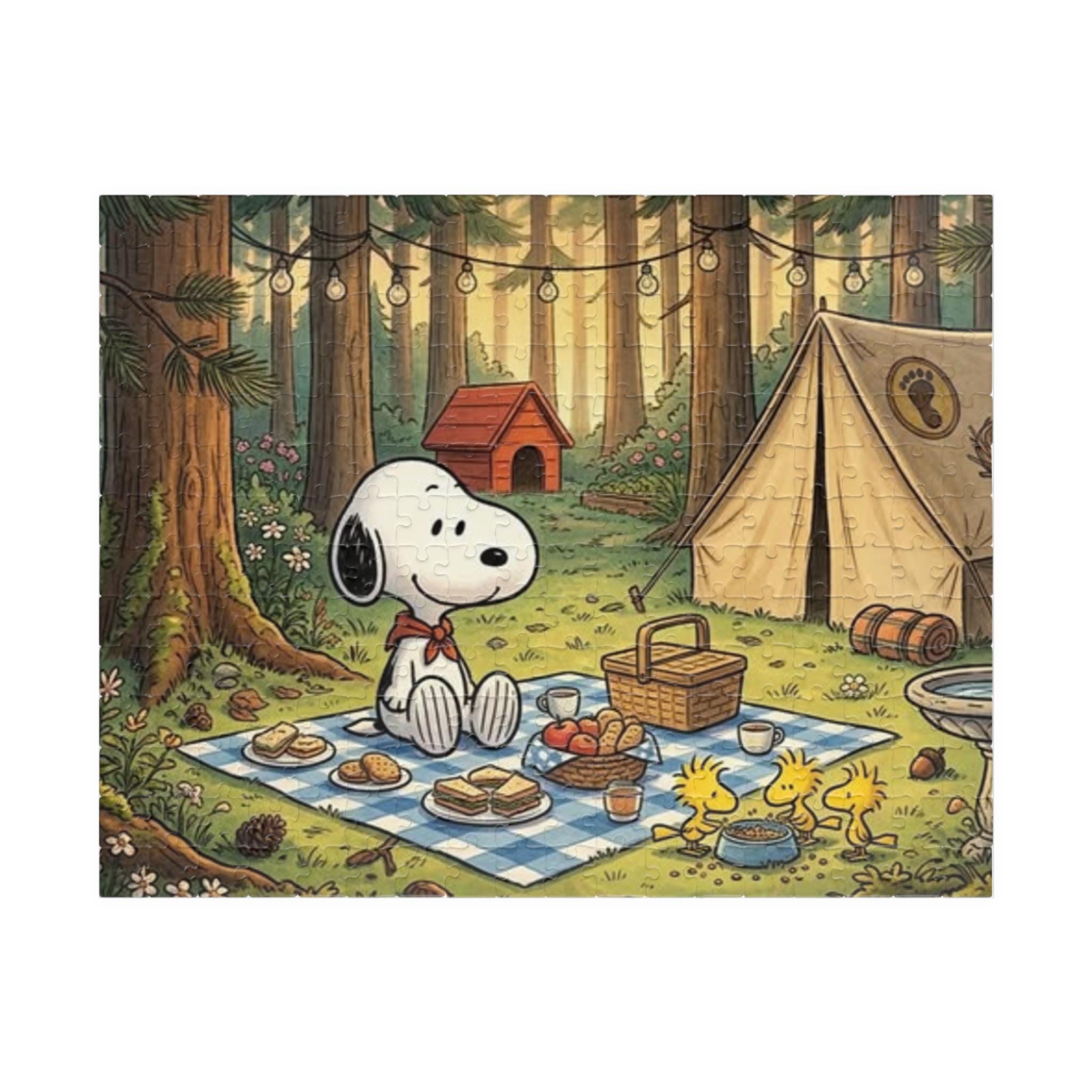 Snoopy Camping Picnic Puzzle 520 Piece | Woodland Tent Scene - Etsy