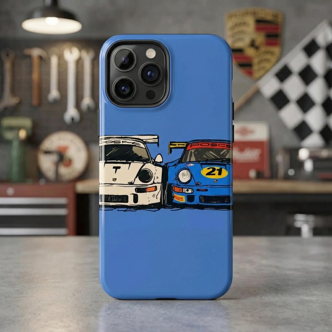 Vintage Porsche Racing Illustration Phone Case | Tough Protective Cover ...