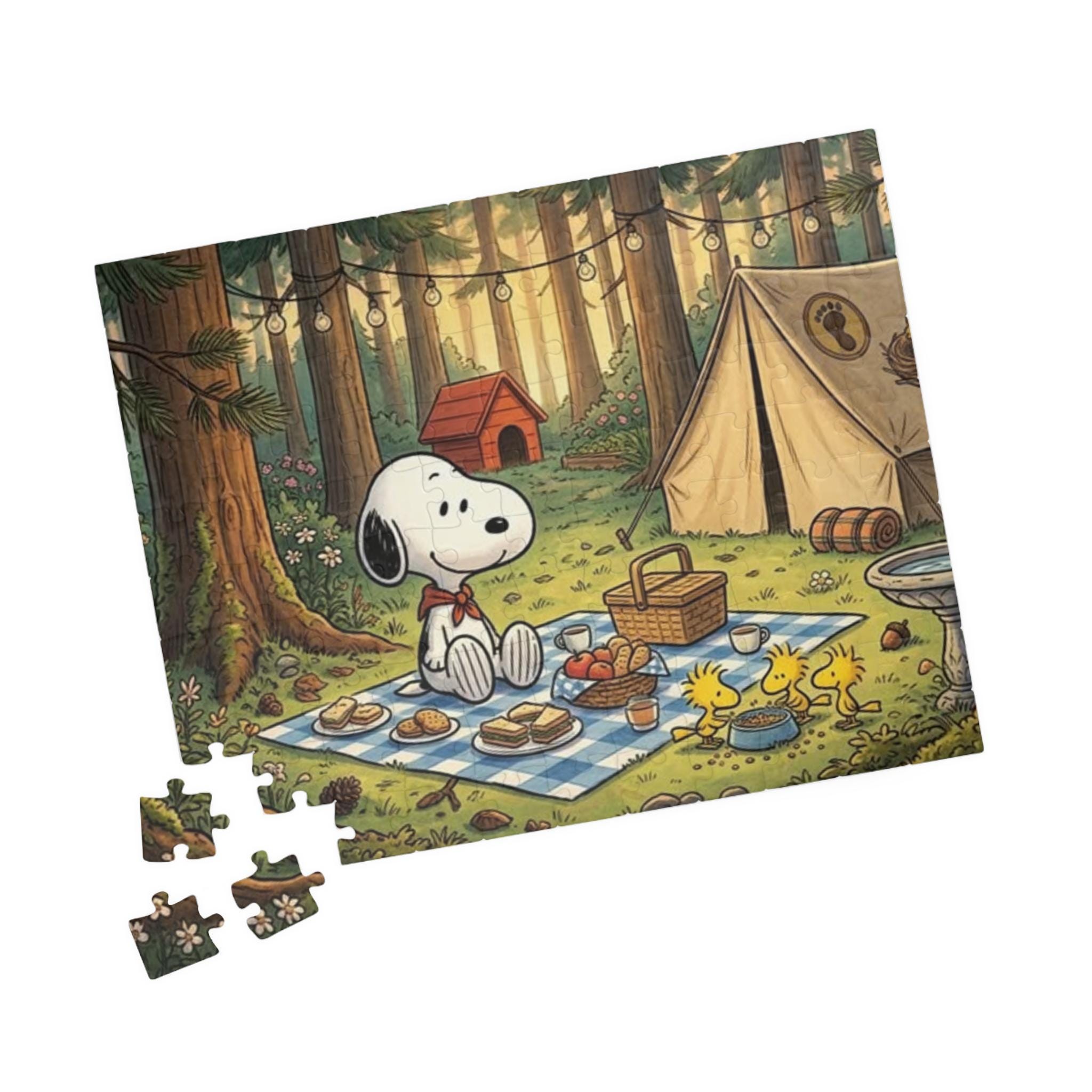 Snoopy Camping Picnic Puzzle 520 Piece | Woodland Tent Scene - Etsy