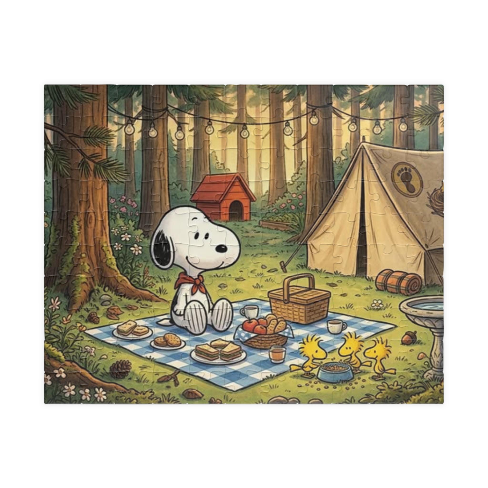 Snoopy Camping Picnic Puzzle 520 Piece | Woodland Tent Scene - Etsy