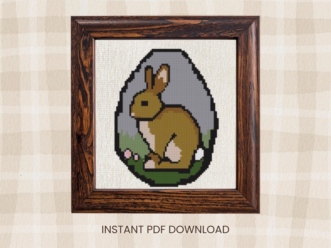 Easter Bunny in Egg Cross Stitch Pattern, Beginner Spring Embroidery ...