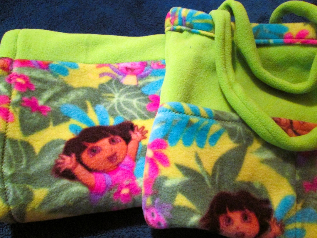 Kids Matching Blanket and Tote Bag DORA Cartoon Gift Pajama Party
