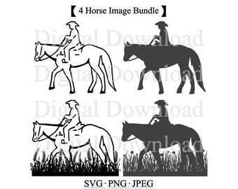 Horse and Rider Image Bundle SVG, Horse and Rider Silhouette File Bundle, Horse and Rider Cut File Cricut, Horse Rider Clip Art, Horse Rider