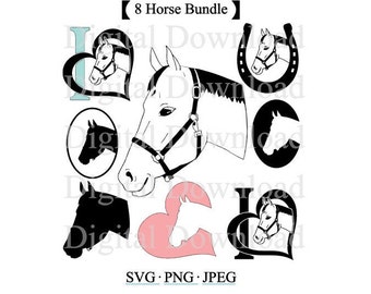 Horse Vector Bundle svg png jpeg, Horse Head Files Silhouette Cricut, Horse Head Clip Art Bundle, Horse Head Image Files, Horse Head Bundle