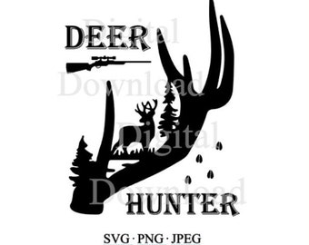 Deer Hunter SVG, Deer Hunter Cut File Cricut, Hunting Life PNG, Outdoorsman Life JPEG, Hunter Life Image File, Gun Hunting Clipart Vector