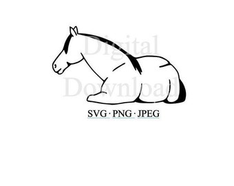 Horse Laying Down SVG, Horse Relaxing Silhouette, Chill Horse File Cricut, Horse Lie Down PNG, Horse Laying JPEG, Sleeping Horse Clip Art