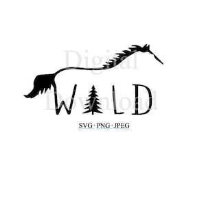 Paard met SVG, Wild paard silhouet Svg, Running Horse Cut File Cricut, Wild Running Horse PNG JPEG Clip Art Clipart Vector Digitale Kunst