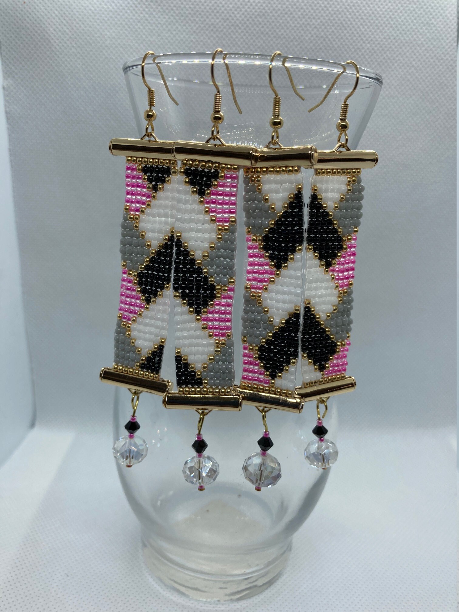 Beaded Loom Dangle Earrings Seed Bead Earrings Beaded Etsy