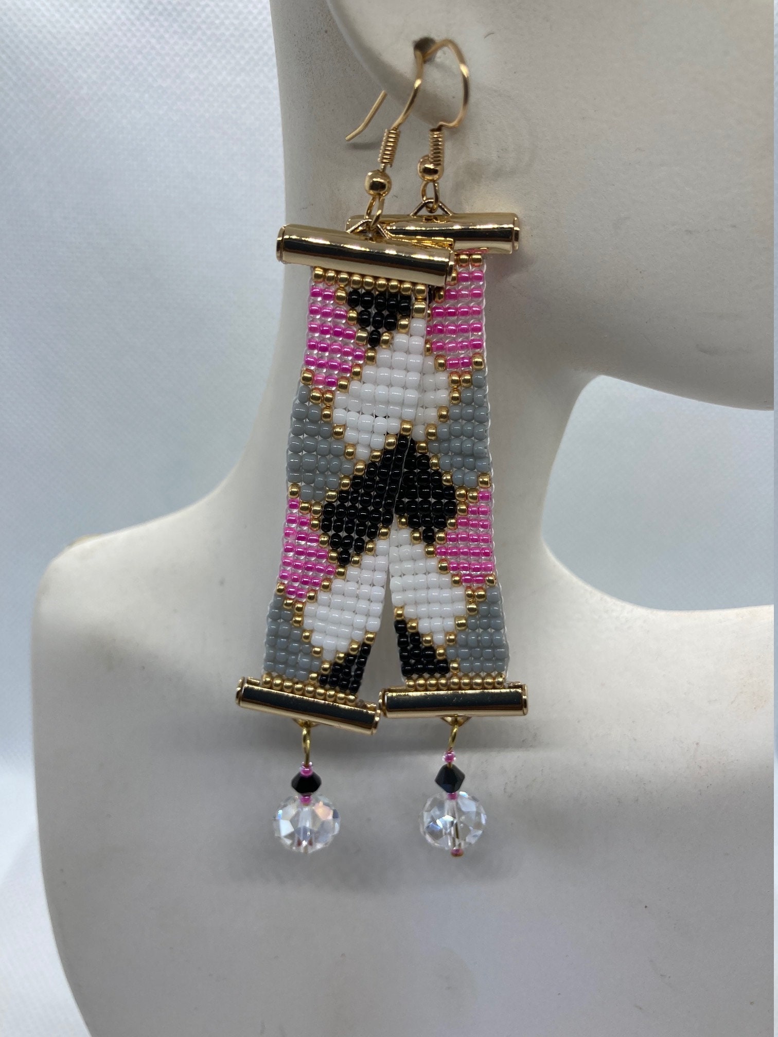 Beaded Loom Dangle Earrings Seed Bead Earrings Beaded Etsy