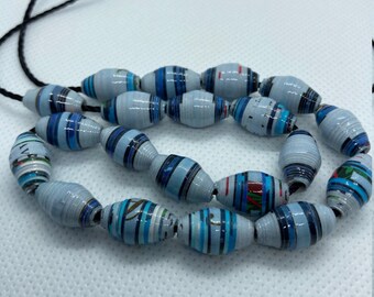 Paper Beads | Handmade | loose beads | Jewelry Making | DIY | Craft beads | Lot of 20 Size 15x9mm