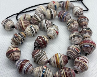 Paper Beads | Handmade | loose beads | Jewelry Making | DIY | Craft beads | Lot of 28 Size 15x12mm