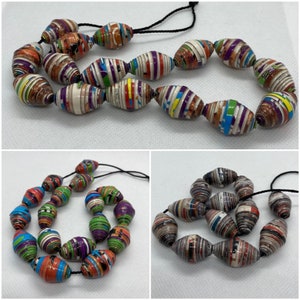 Perline di carta / Fatto a mano / Perline grandi sciolte / Creazione di gioielli / Fai da te / Perline artigianali / Dimensione media 26x15mm / Perline Boho / Perline Boho
