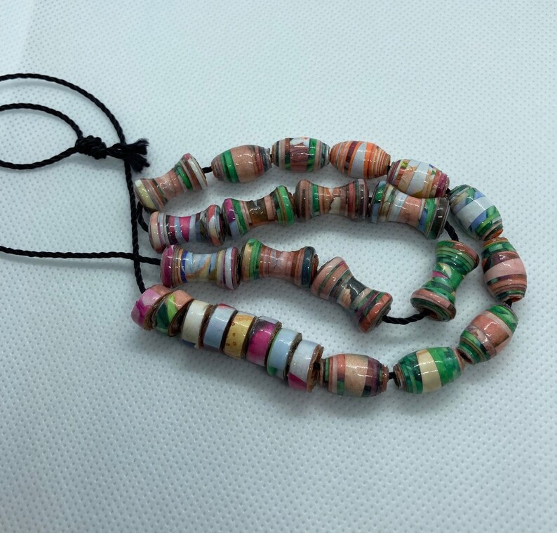Hour Glass Barrel Saucer Shape Paper Beads Handmade Loose Beads Jewelry