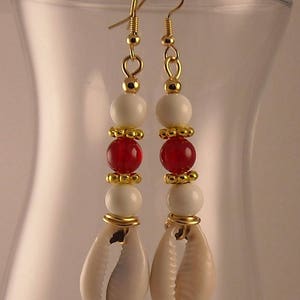 Afrocentric Beaded Cowrie Shells African Earrings Tribal Earrings African Jewelry Ethnic Earrings Boho Earrings Boho Jewelry Unique Handmade